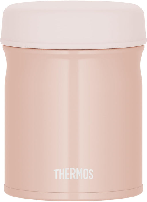 Thermos Vacuum Insulated 300ml Soup Jar Beige Pink Dishwasher-Safe Round Mouth Design - Easy Clean Keeps Food Warm or Cold