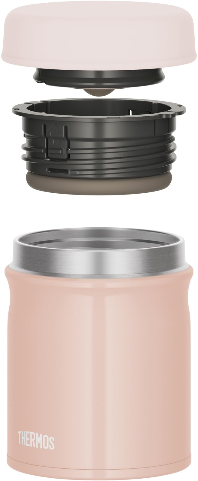 Thermos Vacuum Insulated 300ml Soup Jar Beige Pink Dishwasher-Safe Round Mouth Design - Easy Clean Keeps Food Warm or Cold
