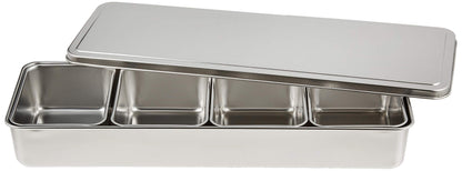 Endo Shoji Tkg 4-Piece Stainless Steel Condiment Container Set 435x145x60mm