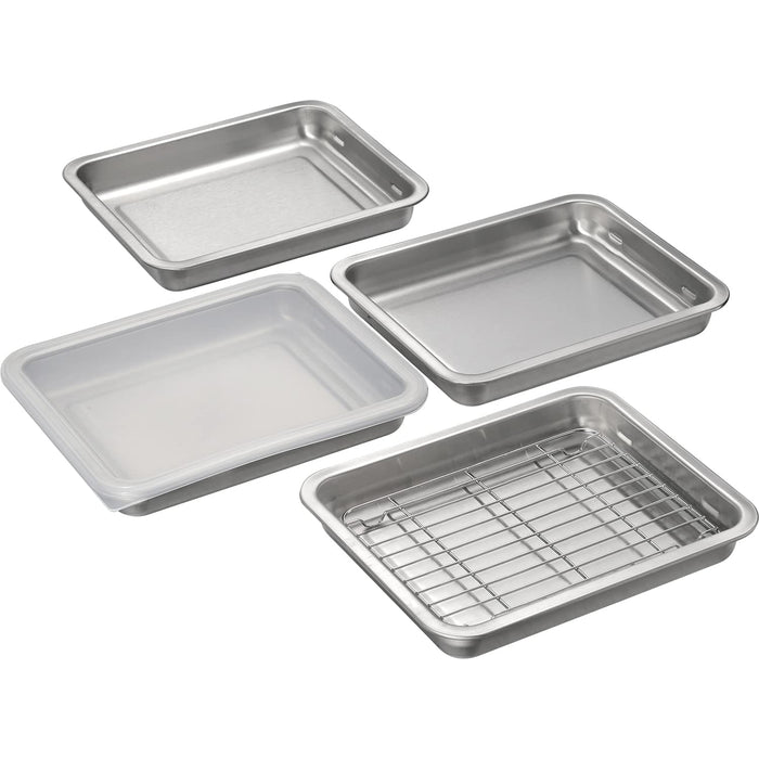 Enzo 6 Piece Breading Trays with Lid for Fried Food Draining Set