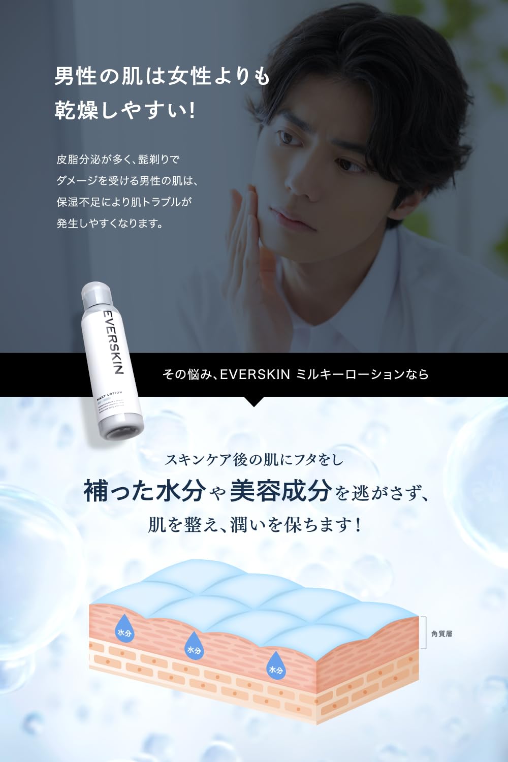 Everskin Medicated Acne Emulsion with Heparinoid for Smooth Skin 120ml Japan