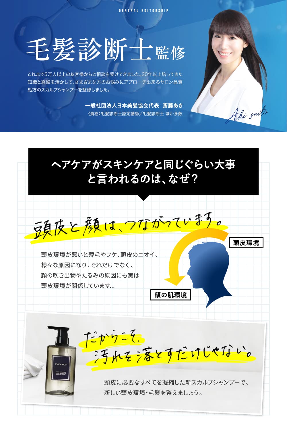 Everskin Rich Foam Scalp Shampoo for Men Hair Growth 300ml Japan Made