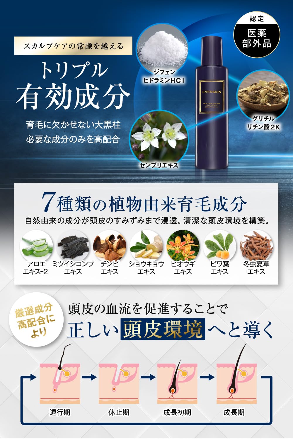 Everskin 150ml Scalp Hair Tonic for Men Quasi-Drug Made in Japan Perfect Gift