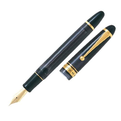 Pilot Custom 823 Bold Fountain Pen - Transparent Black Shaft Plunger Type