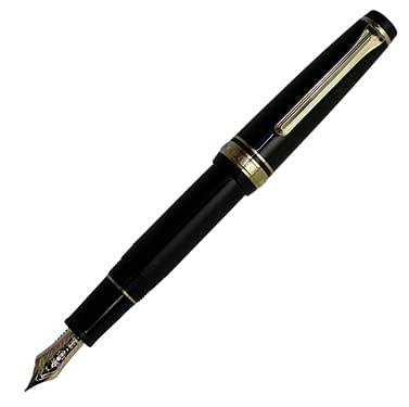 Sailor Professional Gear Slim Mini Black Fountain Pen with Medium Gold Nib 11-1303-420