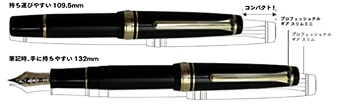 Sailor Professional Gear Slim Mini Black Fountain Pen with Medium Gold Nib 11-1303-420