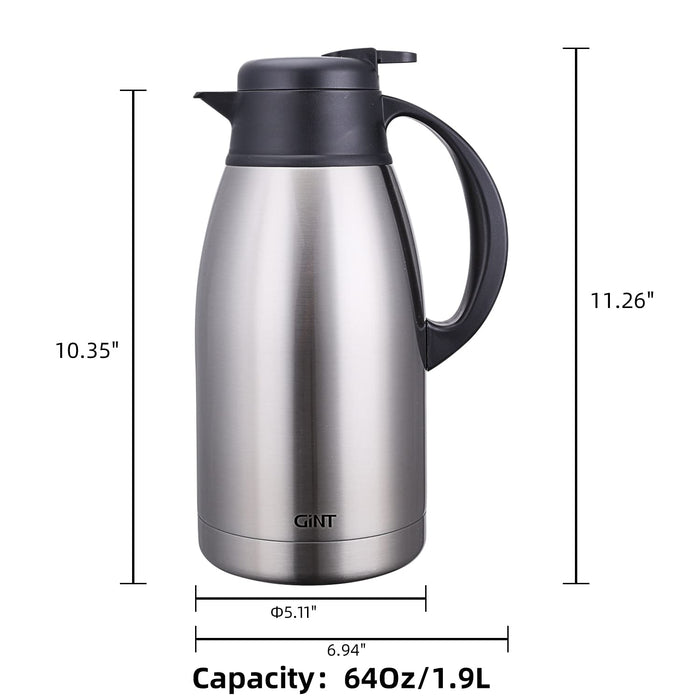 Thermos 1.9L Gint Thermal Carafe - Double Wall Vacuum Insulated Stainless Steel Silver