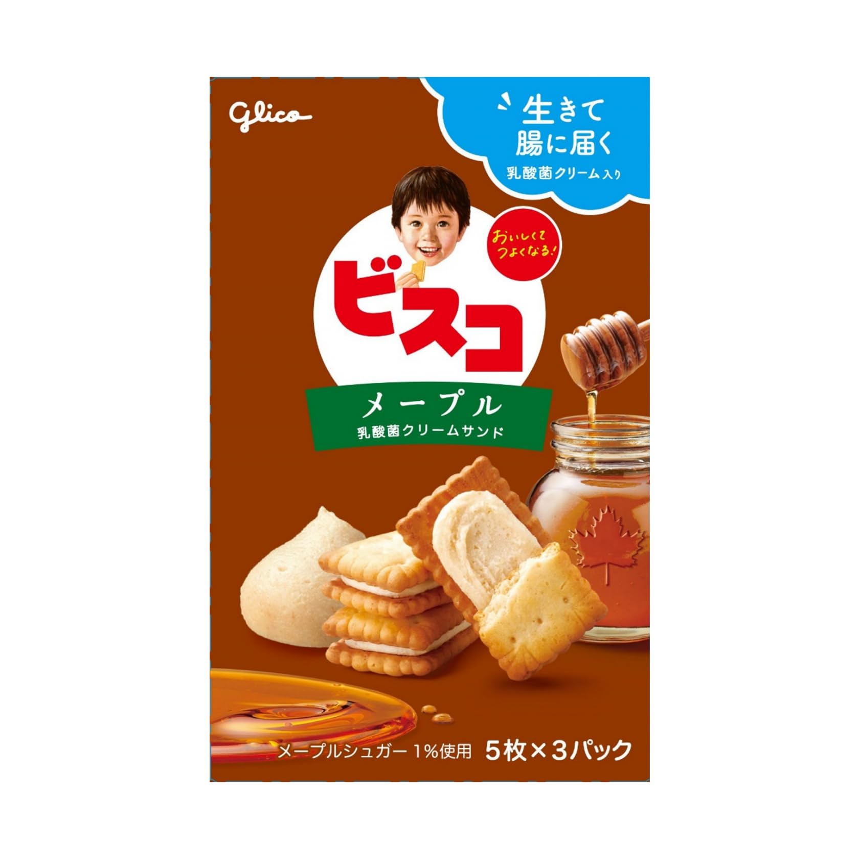 Glico Bisco Maple Syrup Cream Sandwich Biscuits