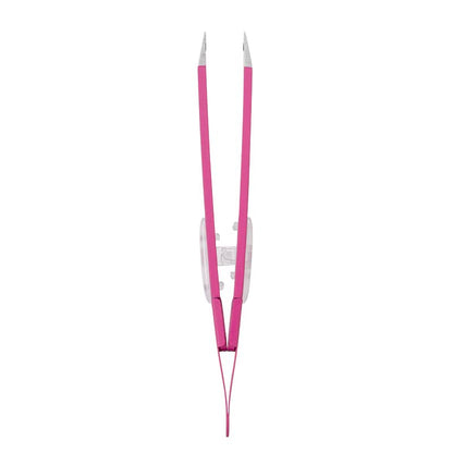 Green Bell Rounded Tip Pink Tweezers 95mm - Precision Japanese Design