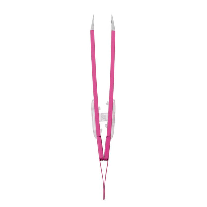 Green Bell Rounded Tip Pink Tweezers 95mm - Precision Japanese Design