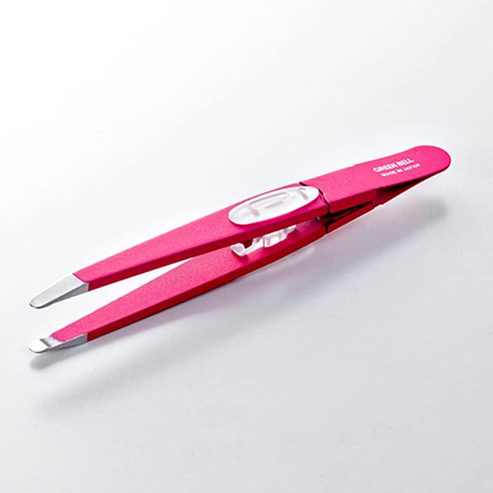 Green Bell Rounded Tip Pink Tweezers 95mm - Precision Japanese Design