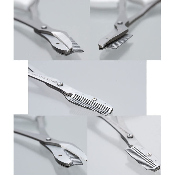 Green Bell Stainless Steel Eyebrow Scissors With Comb Mi-247 White