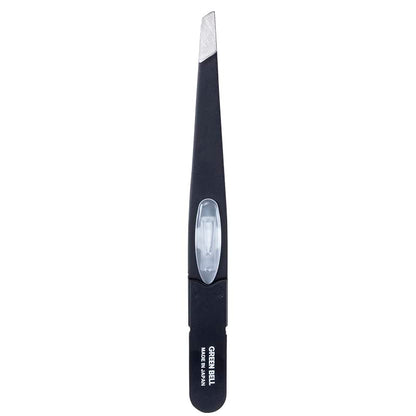 Green Bell Stainless Steel Slanted Tweezers for Precision Hair Removal