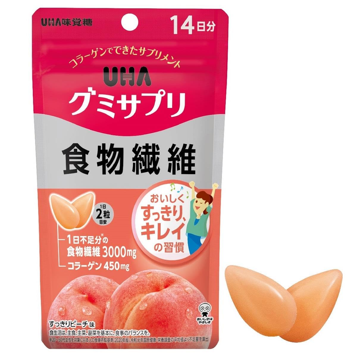 Uha Miku Candy Gummy Supplement with Dietary Fiber 14-Day Supply (1 Ba