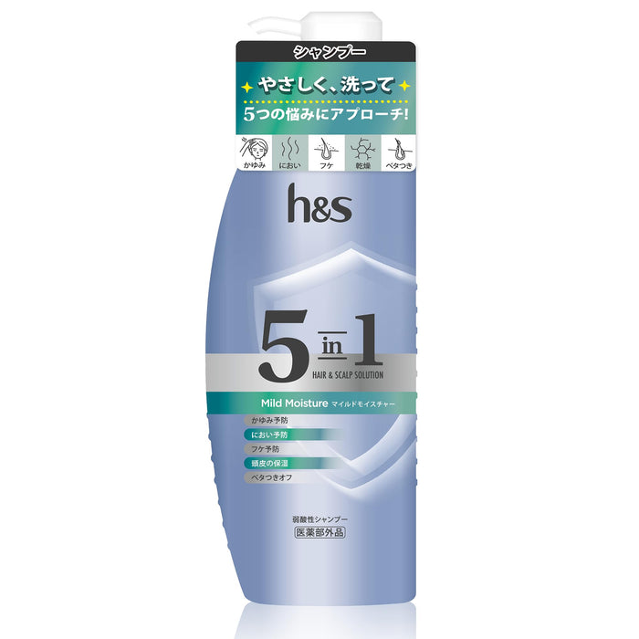 H&S 5 In 1 Hair Scalp Solution Shampoo 340g Mild Moisture Formula