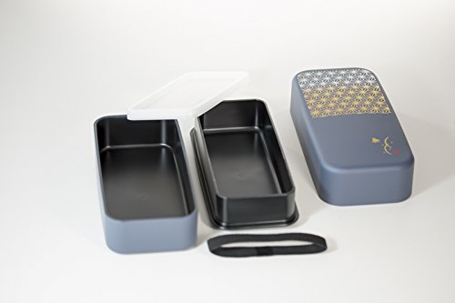 Hakoya Bento Lunch Box 2-Tier Black Seigaiha Wave 950Ml Capacity