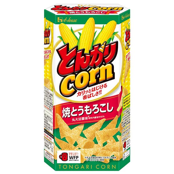 House Foods Tongari Corn Chips Grilled Corn Flavor 68g Japanese Snack