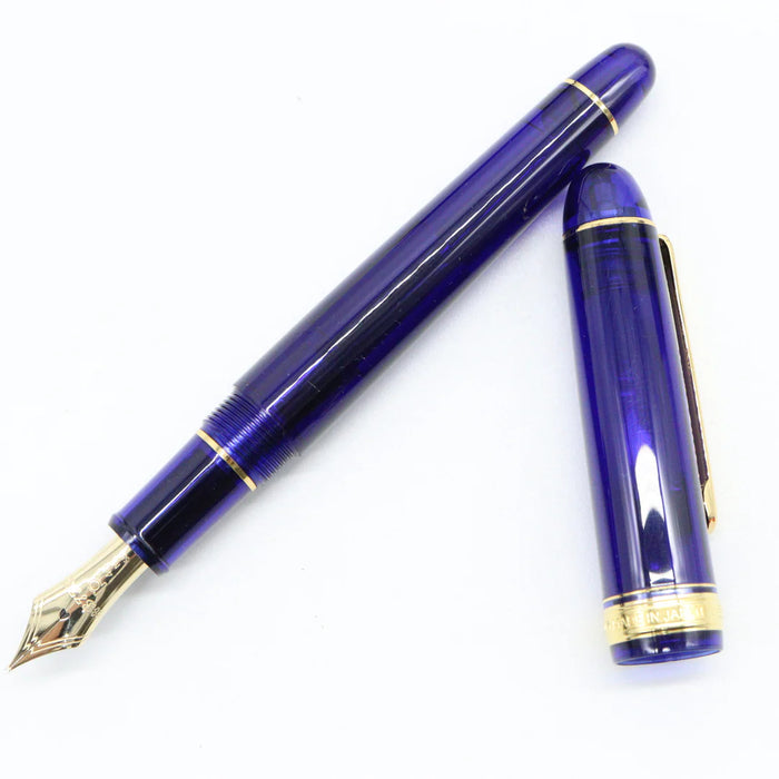 白金钢笔 #3776 世纪沙特尔蓝色 - 精致柔软轻巧的设计