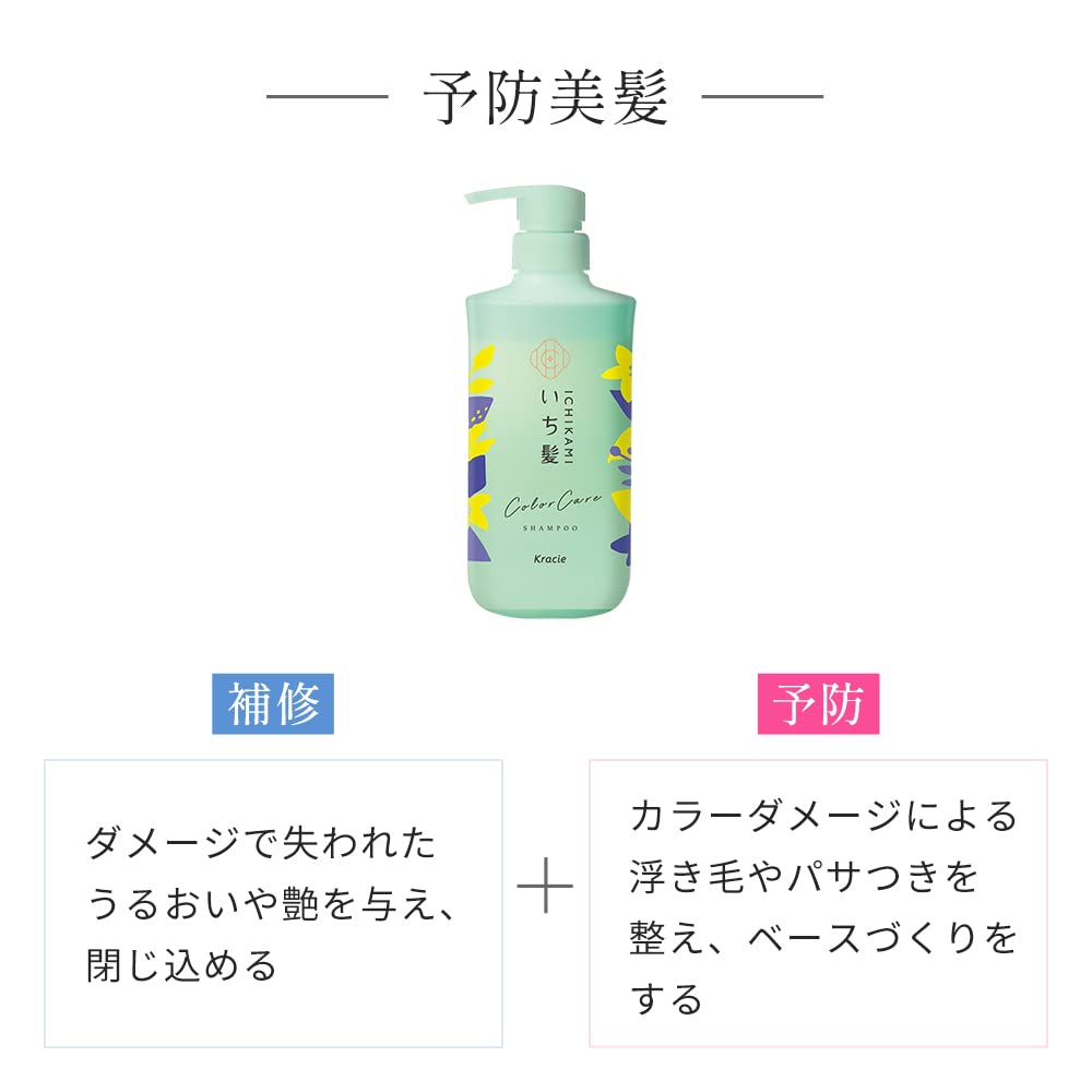 Ichikami Color Care Shampoo 480ml - Silicone-Free Amino Acid Prevents Fading
