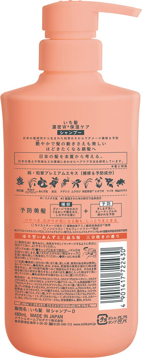 Ichikami 密集雙重保濕洗髮精 480ml |無矽氨基酸護理