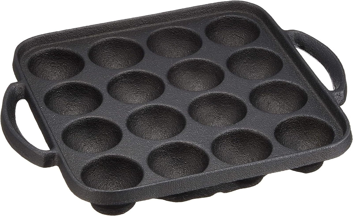 Ikenaga Iron Works Cast Iron Takoyaki Pan 16-Ball IH Compatible Durable