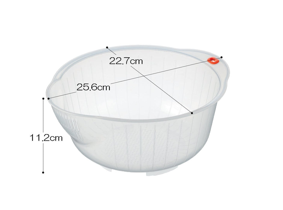 Inomata-K 23cm Japanese Rice Washing Bowl with Side & Bottom Drainage Holes