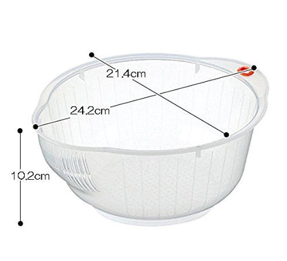 Inomata-K 22cm Japanese Rice Washing Bowl with Side Drainage Holes