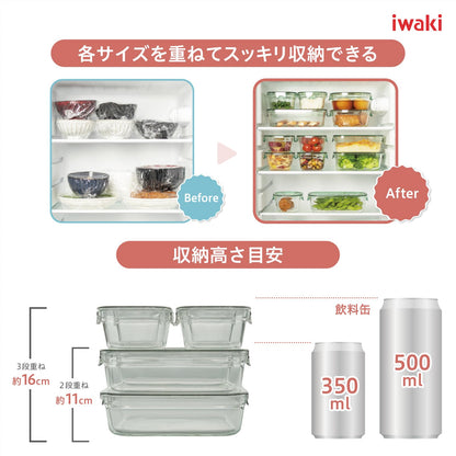 Iwaki 200ml Heat-Resistant Glass Airtight Container Square Mori No Nakade