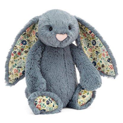 Jelly Cat Blossom Bunny Plush in Dusky Blue Floral 31cm Medium Size