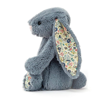 Jelly Cat Blossom Bunny Plush in Dusky Blue Floral 31cm Medium Size