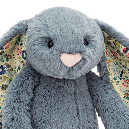 Jelly Cat Blossom Bunny Plush in Dusky Blue Floral 31cm Medium Size