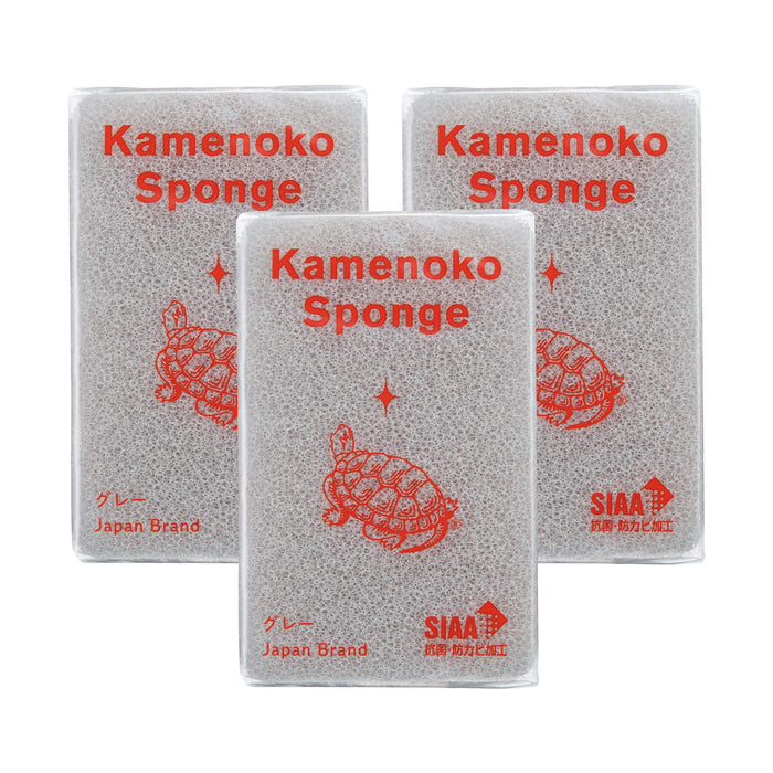 Kamenoko Tawashi 廚房海綿灰 3 件裝環保耐用清潔劑