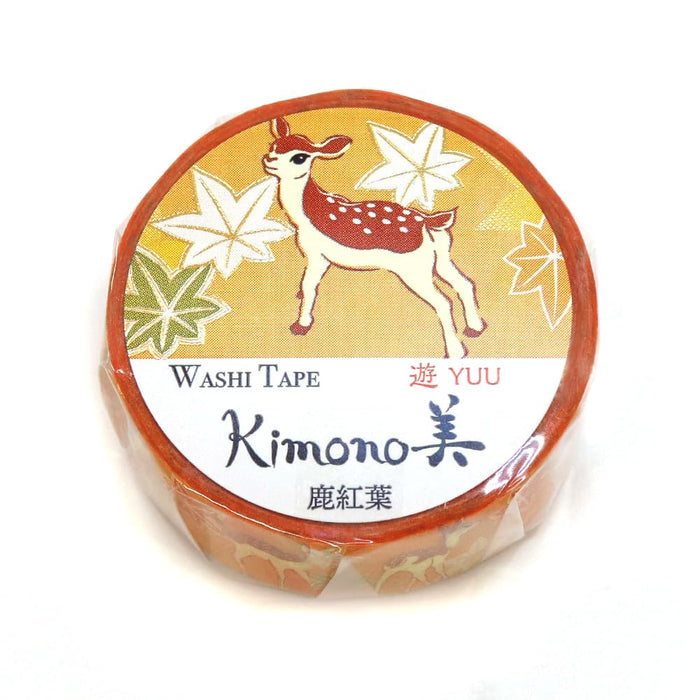 A Shirt Kamiiso Kimono Deer Maple Leaf Pattern Washi Masking Tape