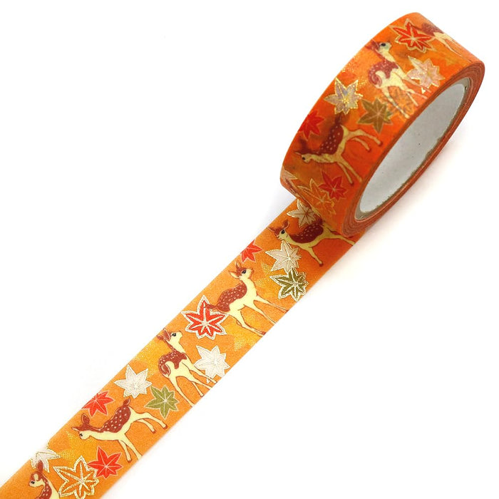 A Shirt Kamiiso Kimono Deer Maple Leaf Pattern Washi Masking Tape