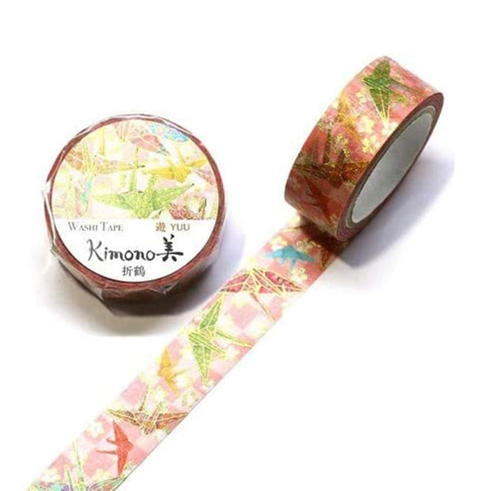 A Shirt Kamiiso Kimono Washi Tape with Origami Crane Pattern Masking Tape