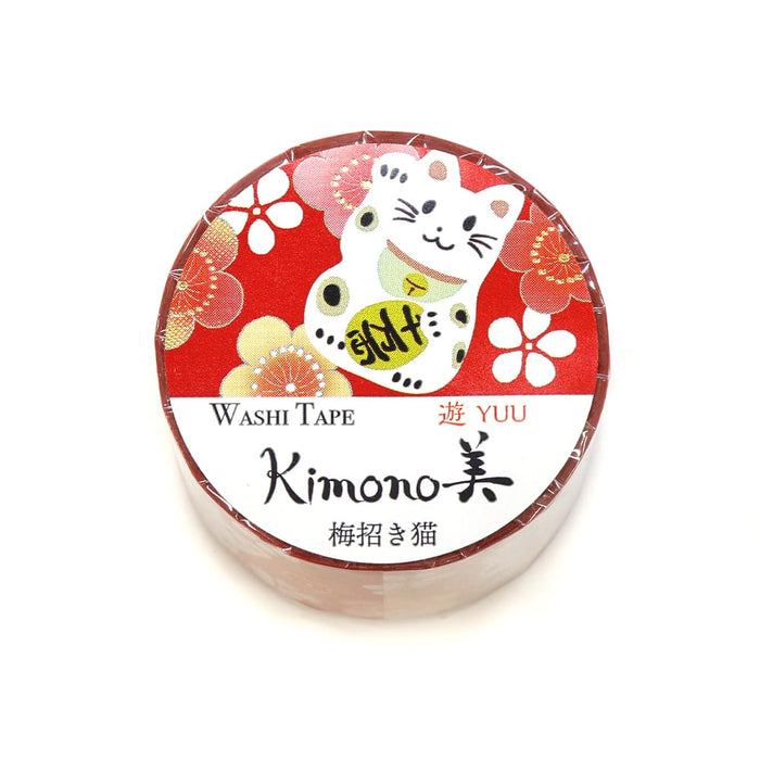 A Shirt Kamiiso Kimono Plum Cat Pattern Washi Tape Masking Tape