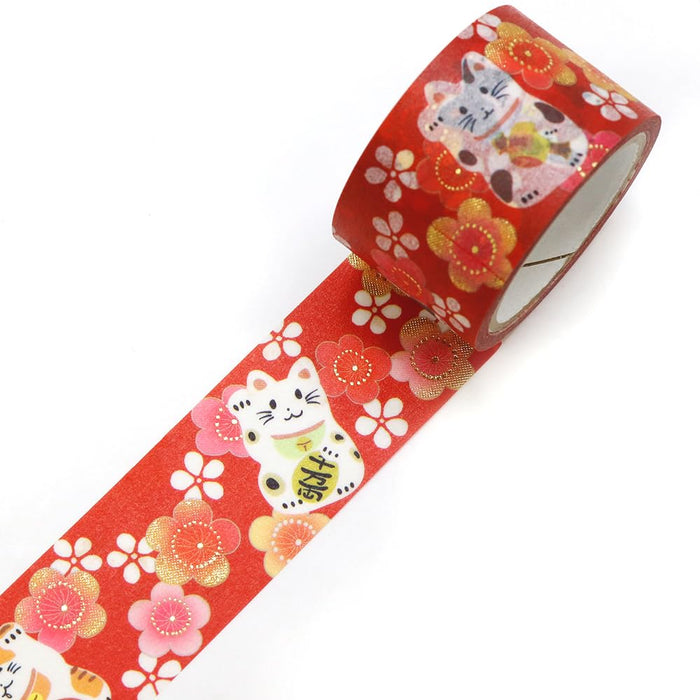 A Shirt Kamiiso Kimono Plum Cat Pattern Washi Tape Masking Tape