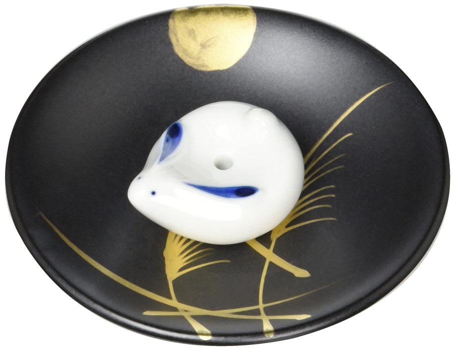 Craftmanhouse Kanesan Gold Pampas Grass Rabbit Incense Holder and Plate