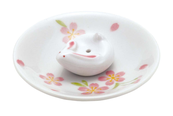 Craftmanhouse Kanesan Sakura Rabbit Incense Burner Holder Plate Set