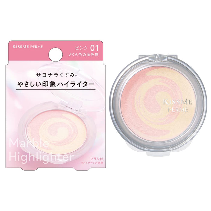 Kiss Me Ferme Marble Highlighter 01 Pink 3.4G - Radiant Skin Solution