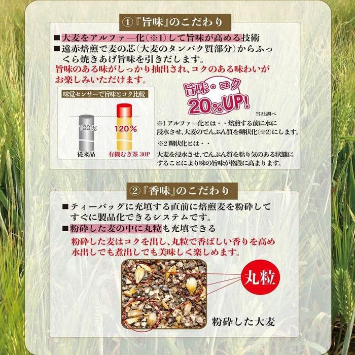 I'M Sorry Kunitaro 有机大麦茶 30 包 不含咖啡因 清凉饮料