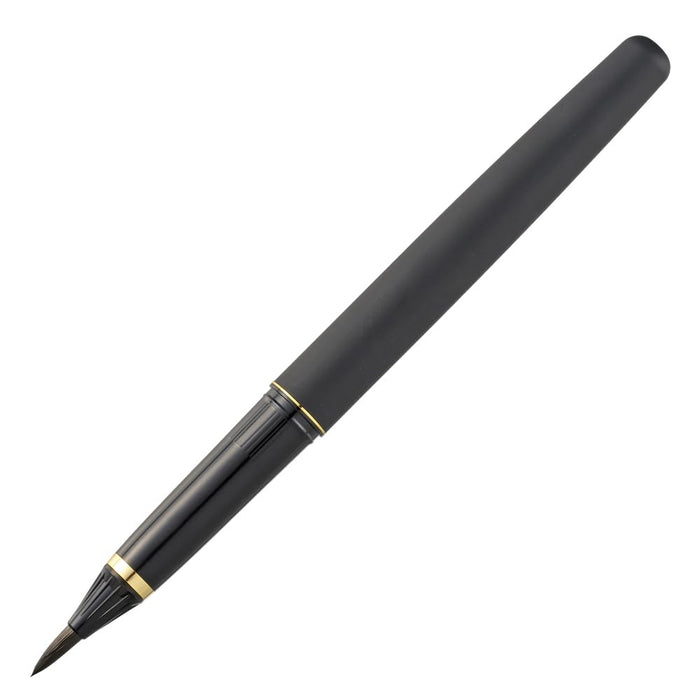 Kuretake Brush Pen Gold Black Leather Pattern with 3 Ink Refills