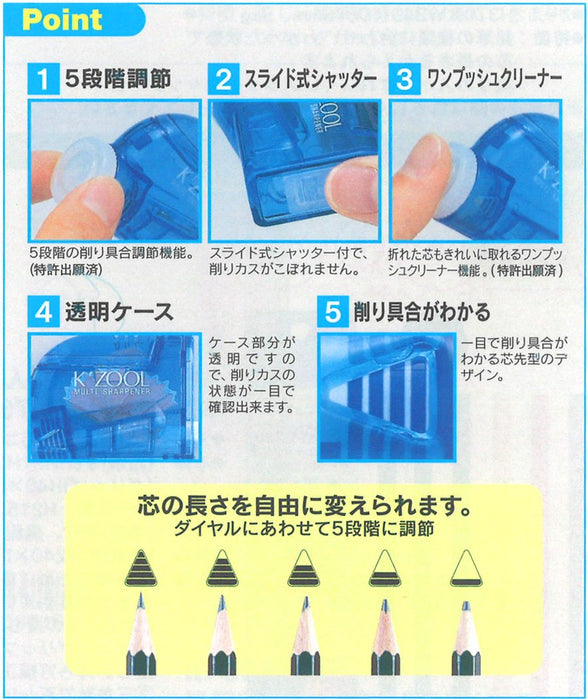 Kutsuwa KZool 藍色日本削鉛筆機 RS007BL 高效設計