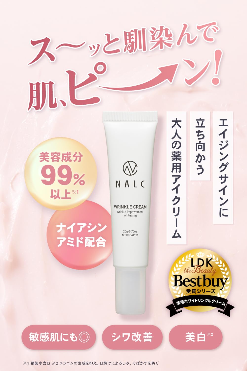 Nalc 20g Award-Winning Eye Cream with Niacinamide for Wrinkle Improvement