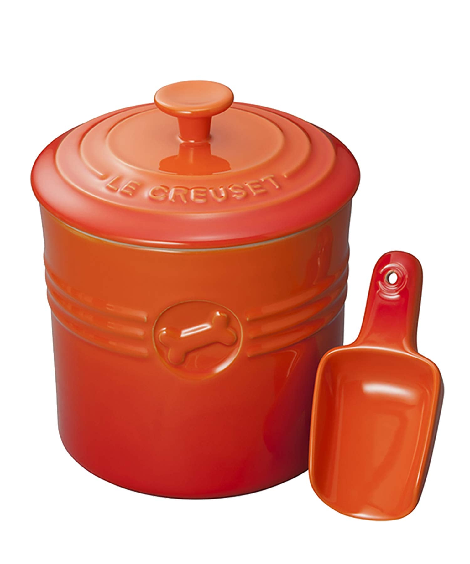 Le Creuset Pet Food Container with Scoop for Dogs and Cats Orange Japan Official