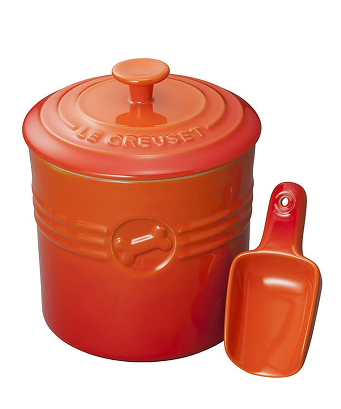 Le Creuset Pet Food Container with Scoop for Dogs and Cats Orange Japan Official