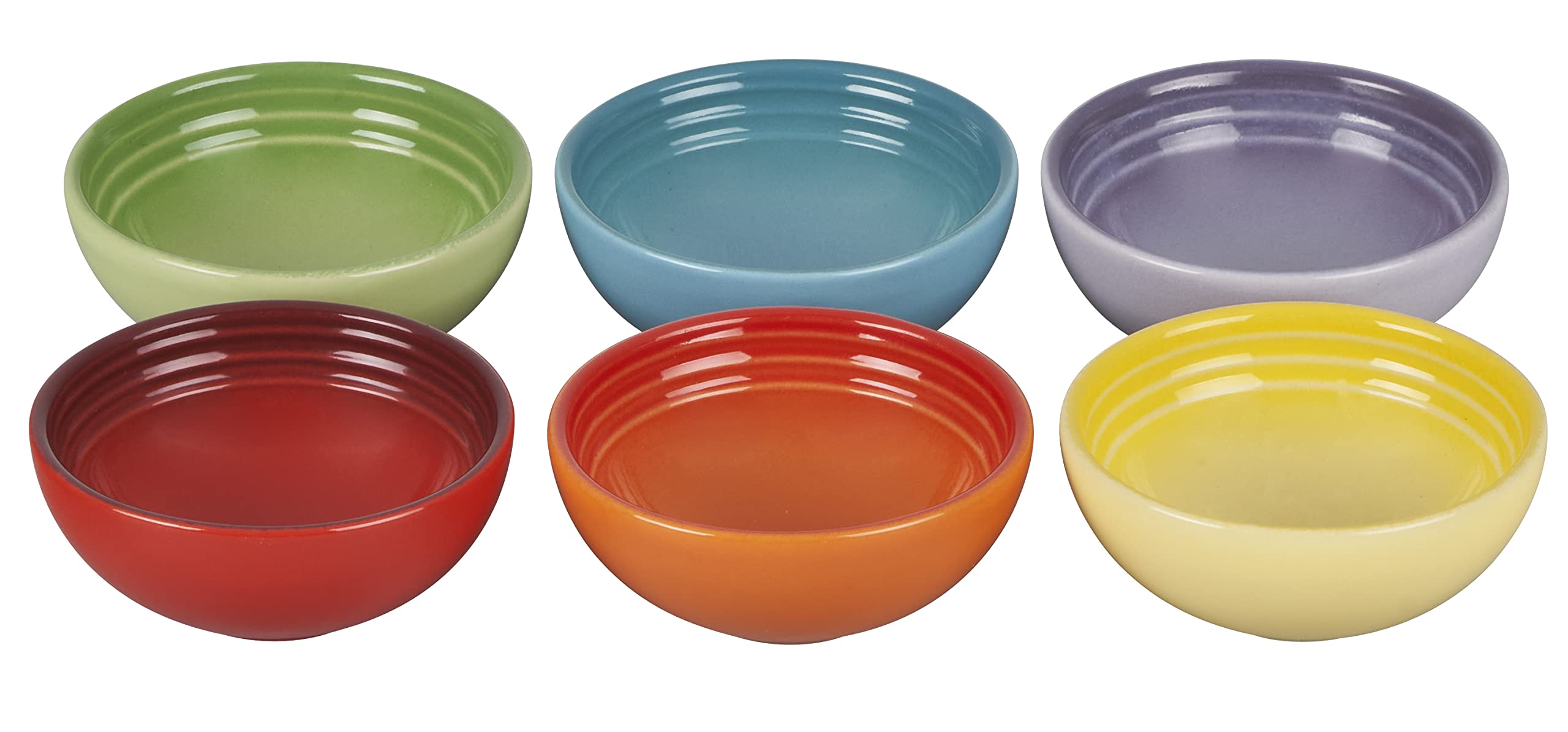 Le Creuset Stoneware Mini Bowls 7cm Rainbow Set of 6 Heat Resistant Safe