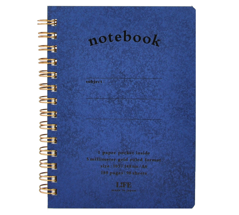 Life Pocket Notebook A6 5mm Grid Blue N196A - Compact and Durable