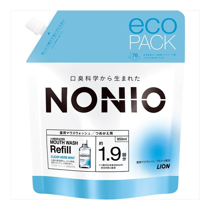 Lion Nonio Mouthwash Refill 950Ml - Clear Herb Mint