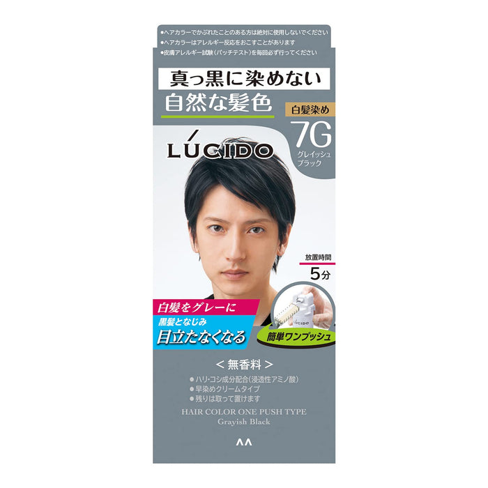 Lucido Grayish Black One-Push Fragrance-Free Hair Dye For Men - 1 Piece